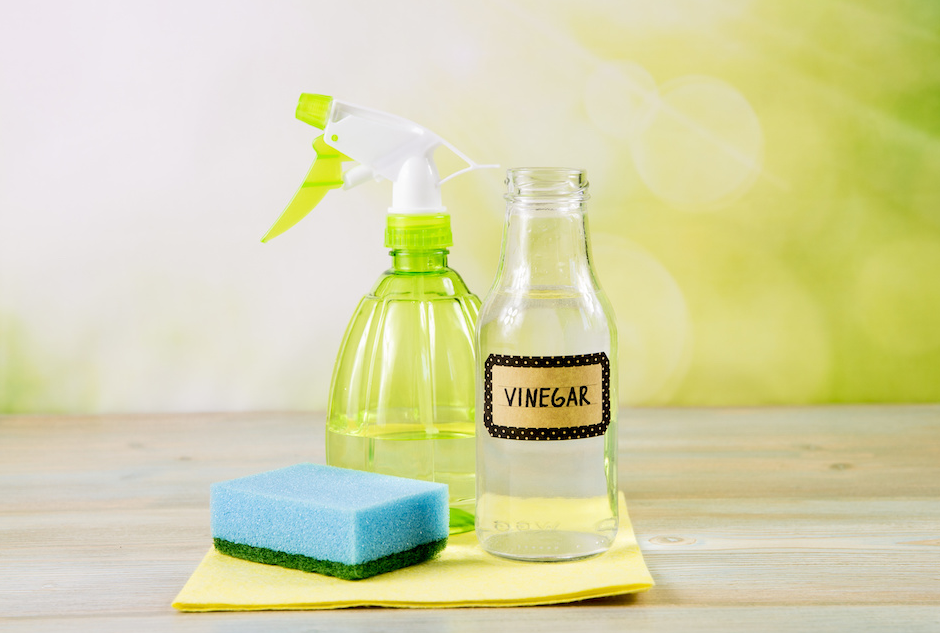 vinegar with wipes and spray bottle